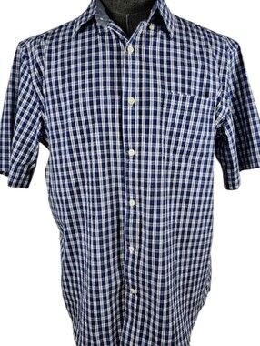 🌟TODAY ONLY! Mason James Men's Stretch Blue Plaid Short Sleeve Size L